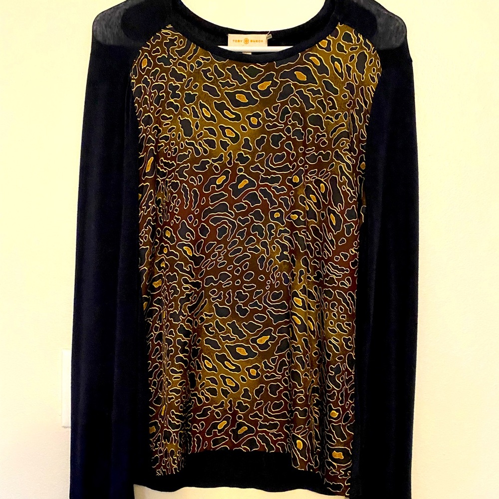 Tory Burch soft, navy/pattern sweater